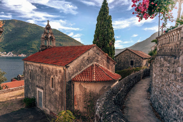 istock Beautiful old buildings and churches in Perast, Montenegro 1345331585