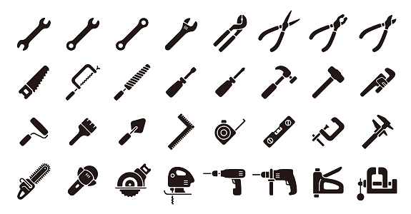 This is a set of tool icons. This is a set of simple icons that can be used for website decoration, user interface, advertising works, and other digital illustrations.
