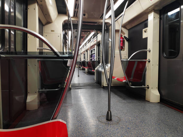 istock background inside of the rushing subway train,empty interior of the train 1345337013