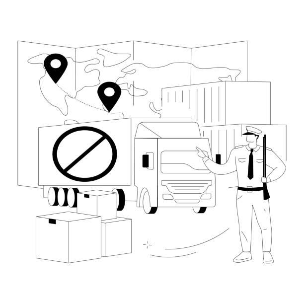 Smuggling abstract concept vector illustration. Smuggling abstract concept vector illustration. Illegal goods transportation, people trafficking, illicit transfer, immigration with fake documents, crossing border, contraband abstract metaphor. slave market stock illustrations