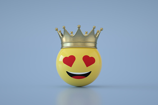 3d render of Falling in Love Emotion with Gold Crown