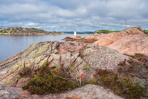 Lighthouse on the archipelago island Kapelløya in Norway.