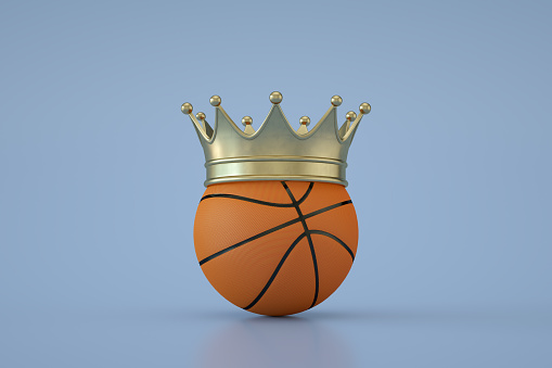 3d Rendering of Basketball Ball with Golden Crown.