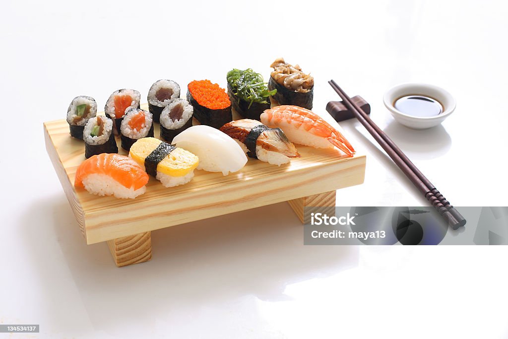 An elegant, tasty dish of sushi sushi Japanese Food Stock Photo