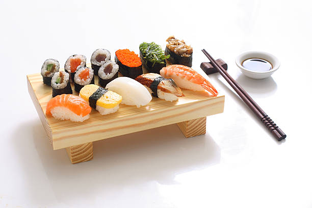 An elegant, tasty dish of sushi stock photo