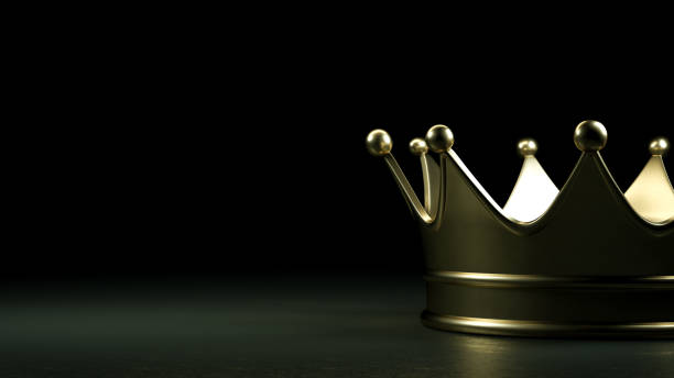 coroa de ouro, fundo negro, sucesso, vitória - royal person - fotografias e filmes do acervo