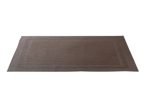 fond alimentaire asiatique vide. tapis de position sur vue en perspective d’arrière-plan en bois avec espace de copie à plat - woven wood textured place mat photos et images de collection