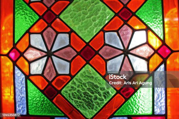 Classic Patterned Window Glass Stock Photo - Download Image Now - Stained Glass, Home Interior, Residential Building