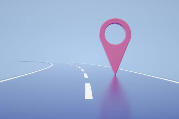 istock Navigation Map Pointer, Marker Pin, Travel Destinations on Road 1345351583
