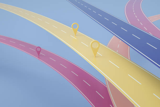 istock Navigation Map Pointer, Marker Pin, Travel Destinations on Road 1345351777