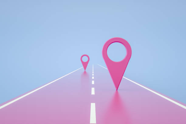 istock Navigation Map Pointer, Marker Pin, Travel Destinations on Road 1345351853