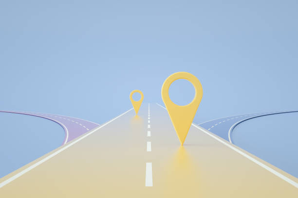 istock Navigation Map Pointer, Marker Pin, Travel Destinations on Road 1345351877