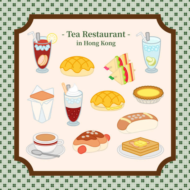 ilustraciones, imágenes clip art, dibujos animados e iconos de stock de restaurante de té de hong kong postre ilustración plana - egg tart
