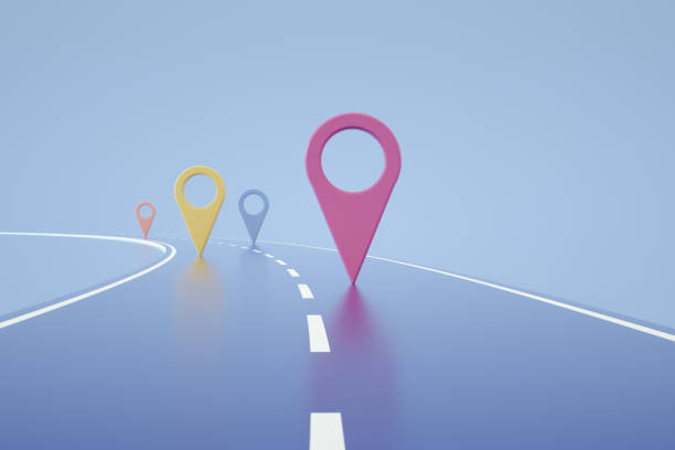 istock Navigation Map Pointer, Marker Pin, Travel Destinations on Road 1345353402