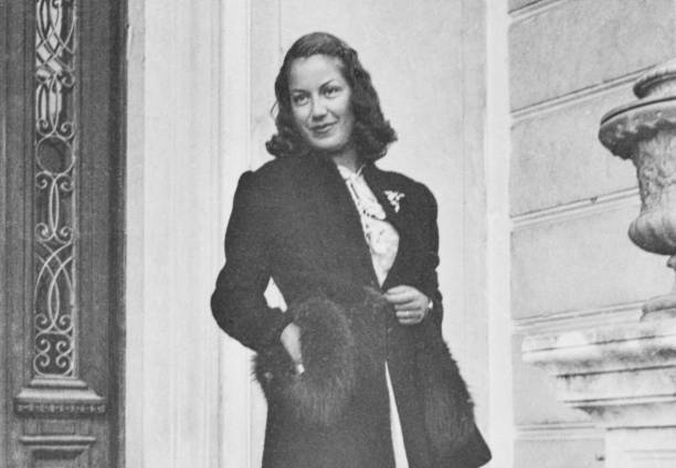 Beautiful Young Woman in 1941. stock photo