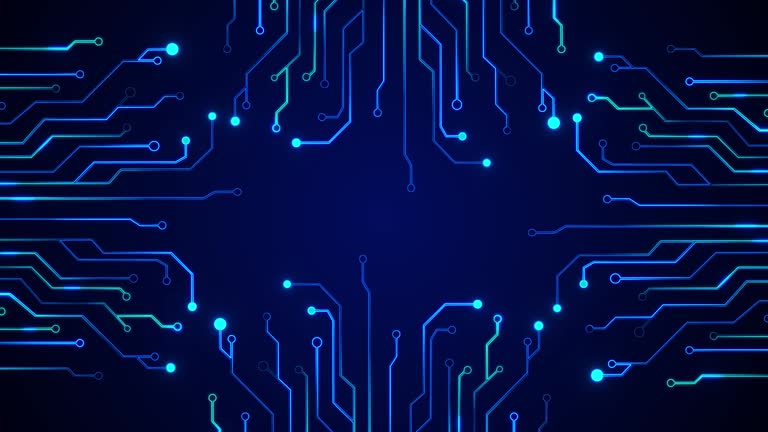 Futuristic motherboard circuit graphic 4K Loop animation background.