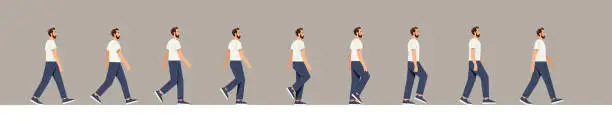 Vector illustration of Set of human walk