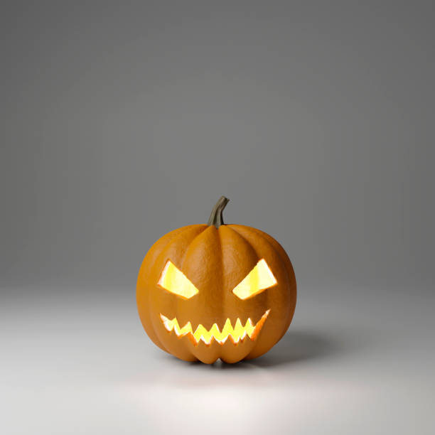 istock Halloween pumpkin head jack isolated on white background. 3D Rendering 1345360612