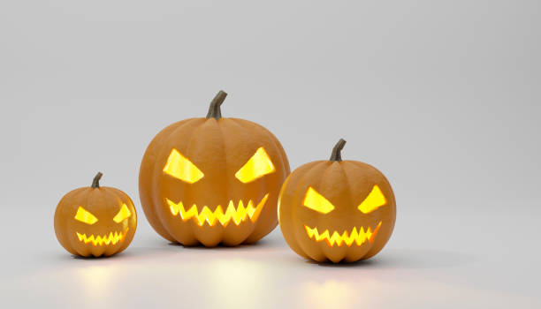 istock Halloween pumpkin lantern on the background. 3D render illustration 1345361288
