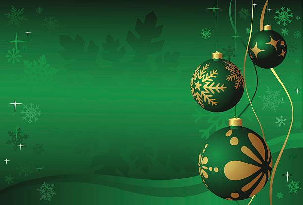 Christmas spheres green vector art illustration