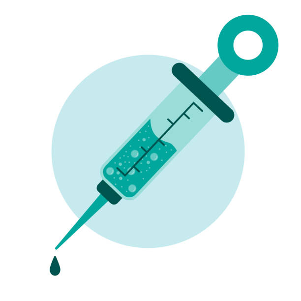 green injection needle icon on on white background. vector illustration. medical and healthy icons. doctor's tools concept - bar 幅插畫檔、美工圖案、卡通及圖標
