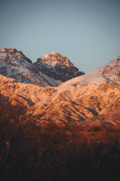 vertical view of the frontal of the central andes mountain range in Tunuyán, Mendoza Province, Argentina