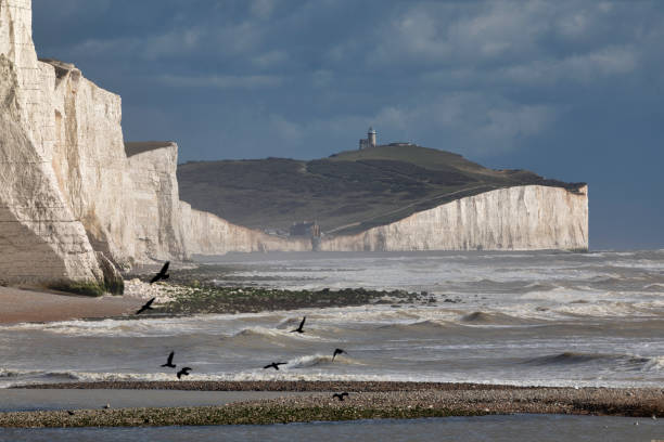A view of the Seven Sisters Cliffs along the south England coast.