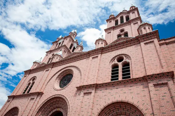 Photo of Facade of the Minor Basilica of the Lord of Miracles located in the Historic Center of the city of Guadalajara de Buga in Colombia