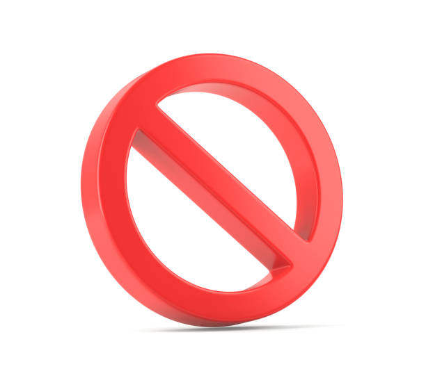 Red no sign on a white background 3d illustration denial stock pictures, royalty-free photos & images