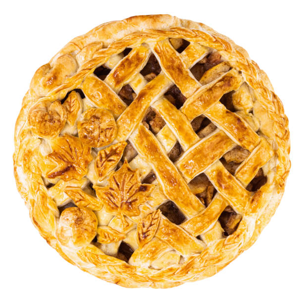istock apple pie isolated on white background. Clipping path. Top view 1345370570