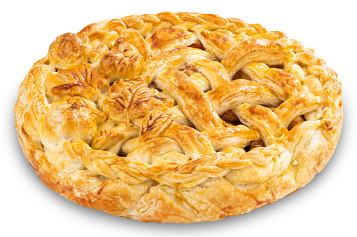 apple pie isolated on white background. Clipping path.