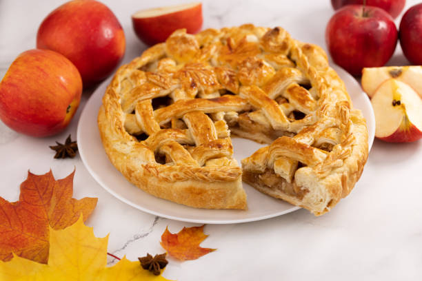 istock autumn apple pie with cinnamon and red apples 1345370589