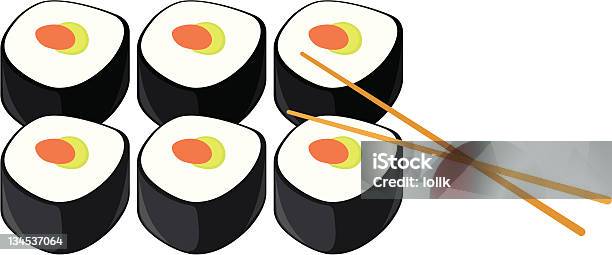 Sushi - Immagini vettoriali stock e altre immagini di Alga - Alga, Asia, Bacchette cinesi