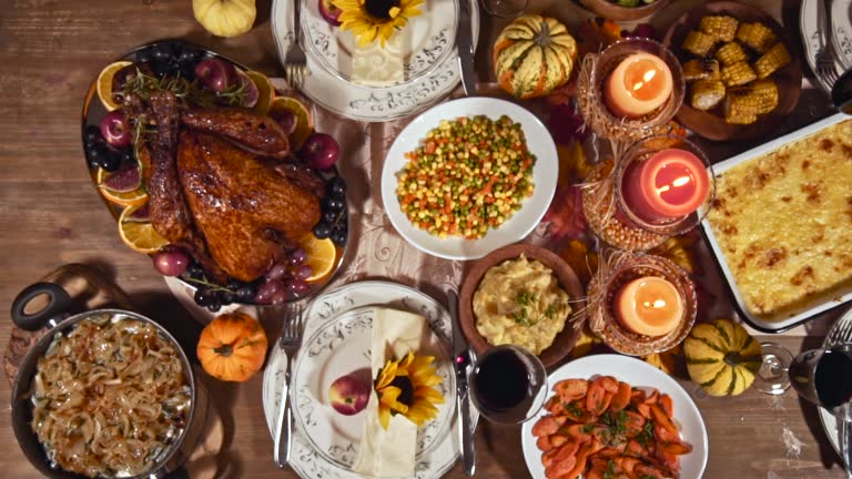 Stuffed Turkey with Side Dishes Served  for Holidays Celebratrion