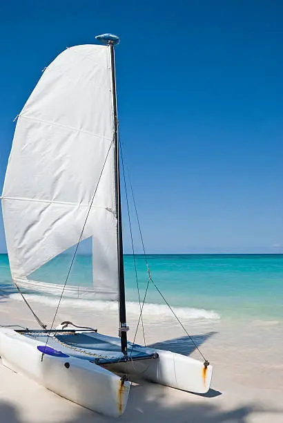 Sea landscape sailing in Punta-Cana, Dominican Republic  Caribbean island