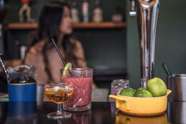 Free time at the bar in a trendy restaurant