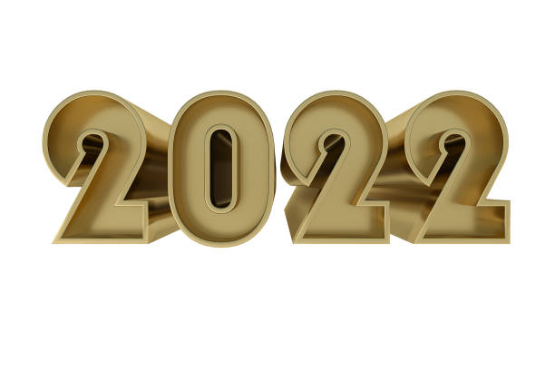 istock Gold matt volumetric figures 2022 3D rendering 1345375738