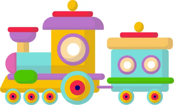 Vector illustration of Cute children toy, train. Child development. Games.