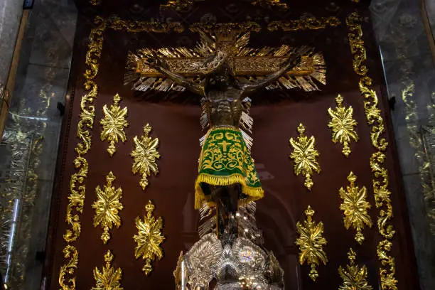 Sacred image of the Lord of Miracles housed since the 18th century at the Minor Basilica of the Lord of Miracles located in the city of Buga in Colombia