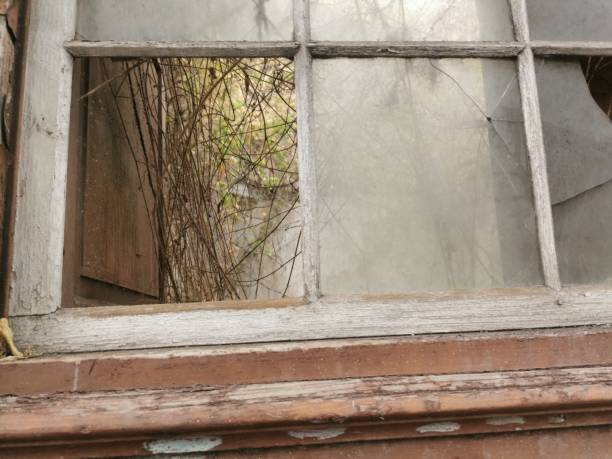 istock Window of an abandoned house 1345380835