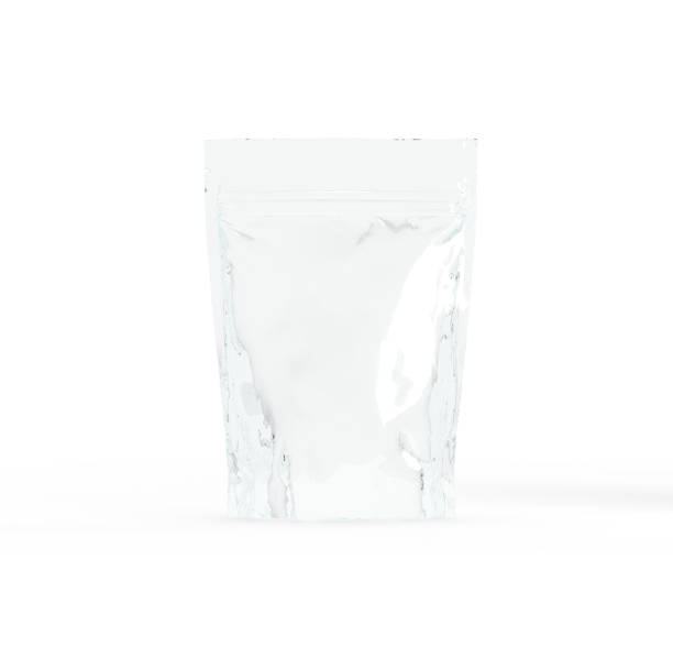 Clear plastic doypack stand up packaging pouch with zipper on white background