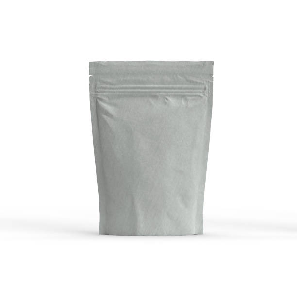 istock White paper doypack stand up packaging pouch with zipper on white background 1345382640