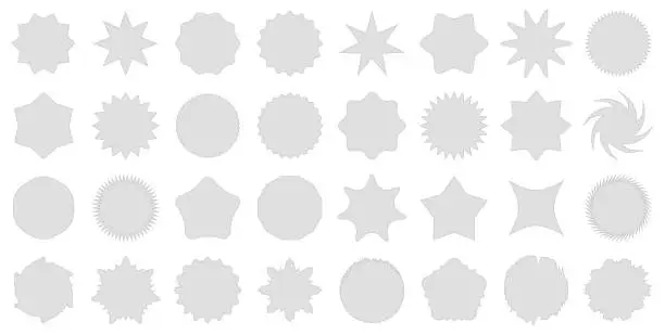 Vector illustration of Gray Starburst Product Badges and Stickers Collection