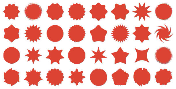 Red Starburst Product Badges and Stickers Collection vector art illustration