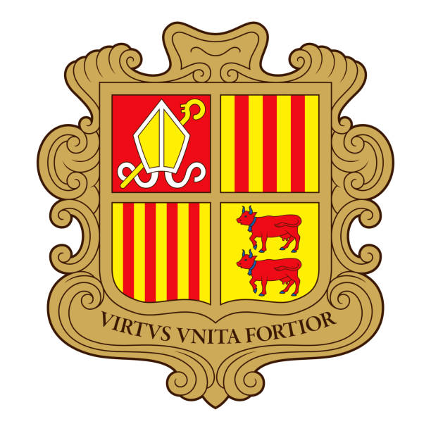 ilustraciones, imágenes clip art, dibujos animados e iconos de stock de escudo del principado de andorra - national arms