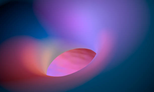 Outer space background with spinning motion. Concept of high technology equipment bathed in different colors.