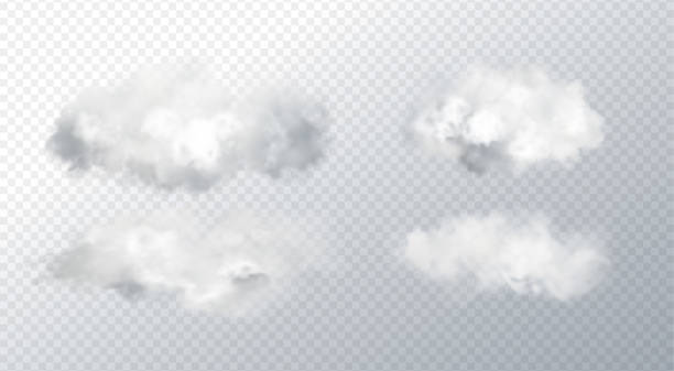 вектор абстрактный реалистичный элемент дизайна туманного облака - cotton cloud cloudscape cumulus cloud stock illustrations