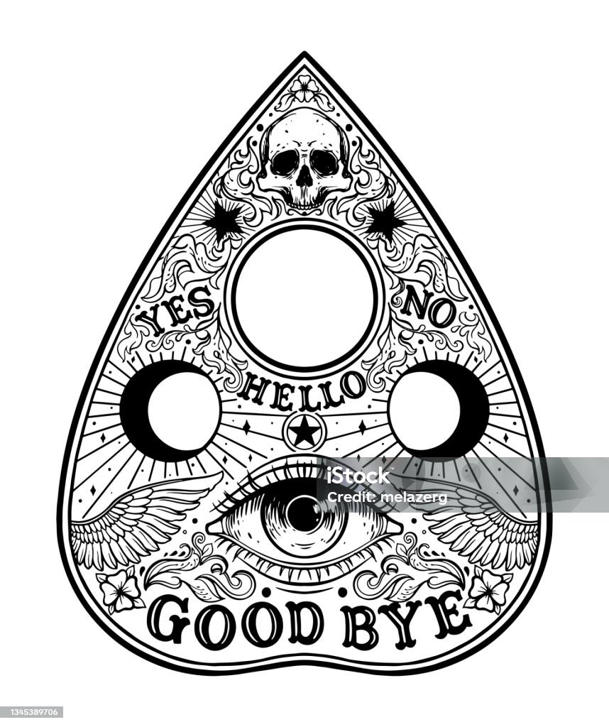 Ouija Planchette Board Stock Illustration - Download Image Now - Ouija Board,  Tattoo, Spooky - iStock