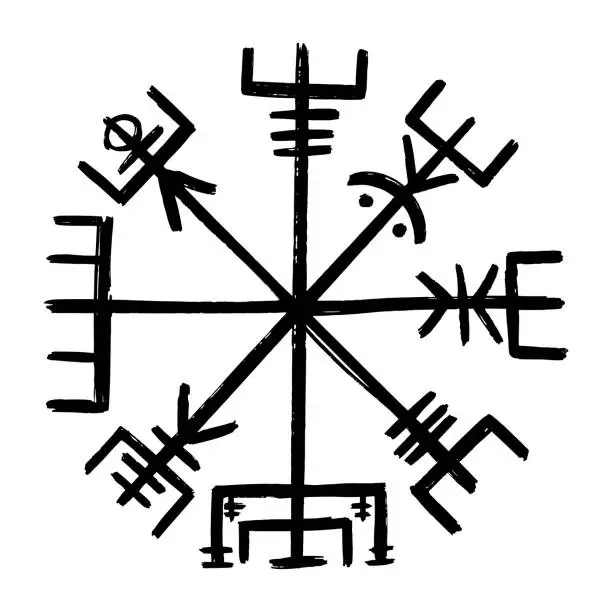 Vector illustration of Vegvisir. Viking Compass