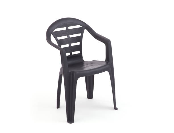 istock Gray Plastic Chair Against White Background 1345390317